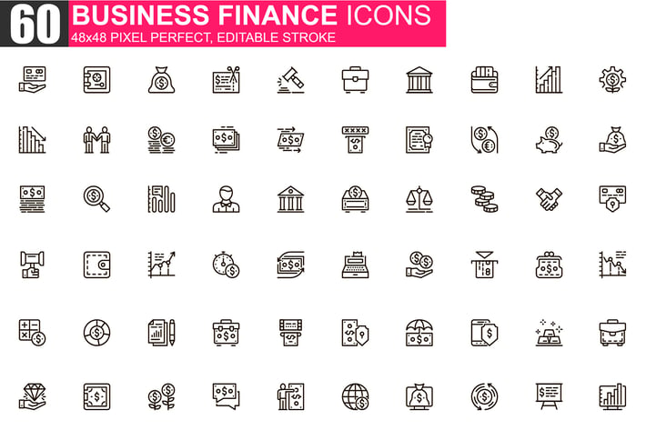 Business Finance Thin Line Icons Pack