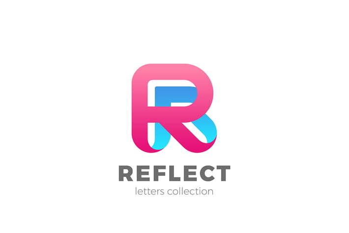 Letter R Logo design 3D Ribbon style