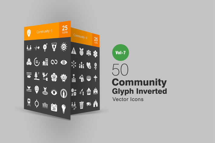50 Community Glyph Inverted Icons