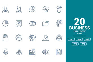 Flat line icons design - Business