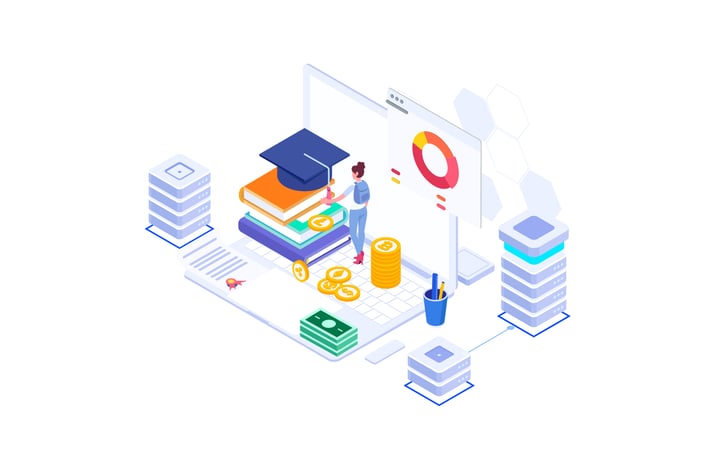 Fund Higher Education Isometric Illustration - FV