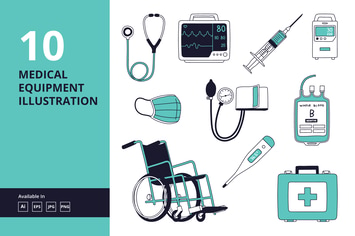Medical equipment doodle vector