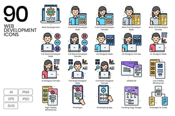 90 Web Development Icons