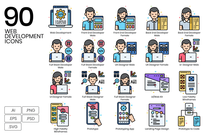90 Web Development Icons