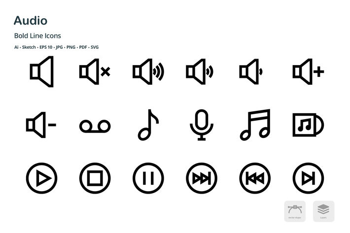 Audio Mini Bold Line Vector Icons