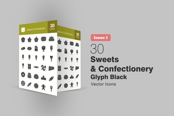 30 Sweets & Confectionery Glyph Icons Season II