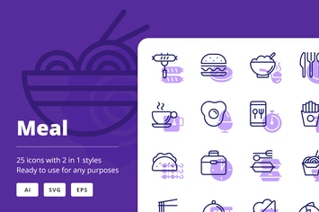 Meal Icons (Line and Solid)