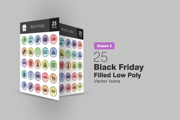25 Black Friday Filled Low Poly Icons