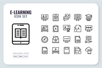 E-Learning Line Icon Set
