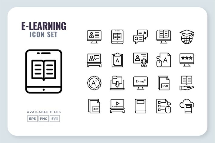 E-Learning Line Icon Set