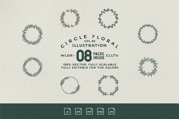 Circle Floral Illustration Vol.02