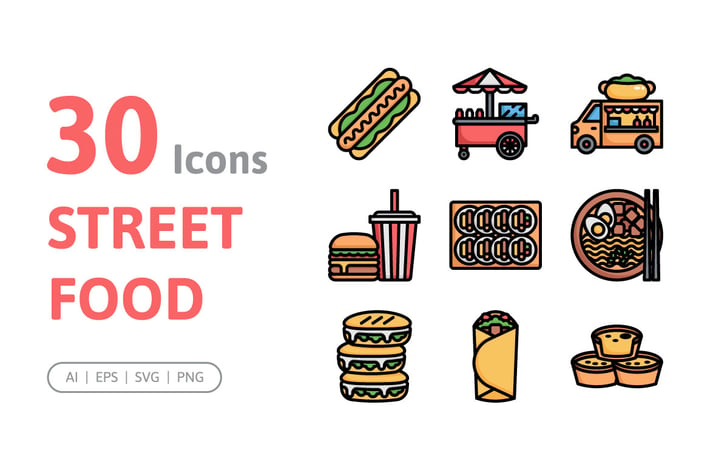 30 Street Food Icons