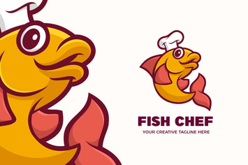 Fish Chef Fresh Seafood Mascot Character Logo