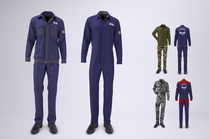 Mechanic Uniform with Jacket and Coveralls Mock-up