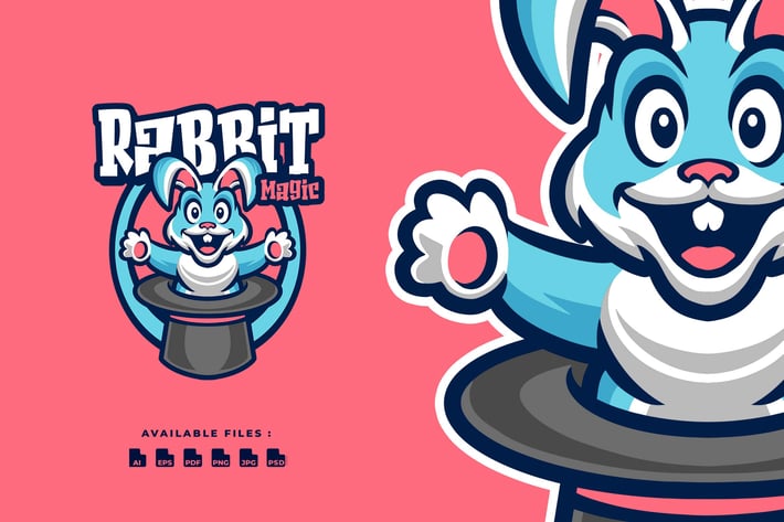 Rabbit Magic Cartoon Mascot Business Logo