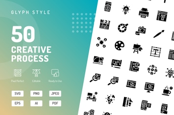 Creative Process Glyph Icons 