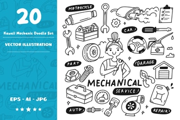 Kawaii Mechanic Doodle Set