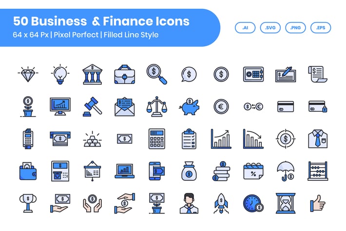 50 Business & Finance - Filled Line