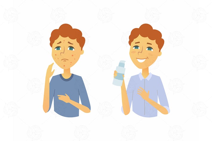 Before and after skin treatment - illustration