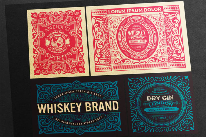 Set of 4 vintage labels 