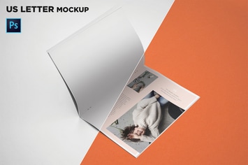 US Letter Brochure Mockup Open Page