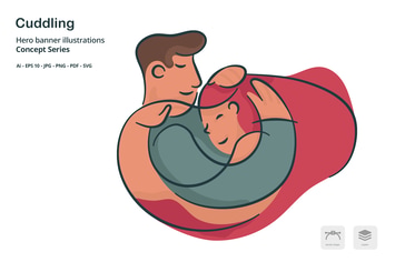 Couple Cuddling Vector Illustration