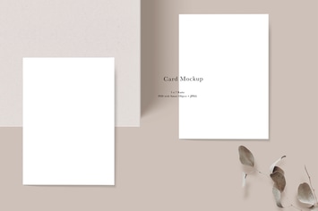 Card Mockup #1278, Beige Invitation Mockup 