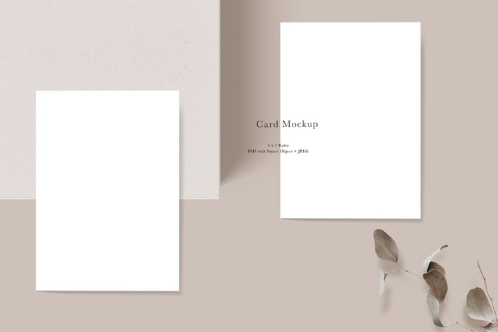Card Mockup #1278, Beige Invitation Mockup 