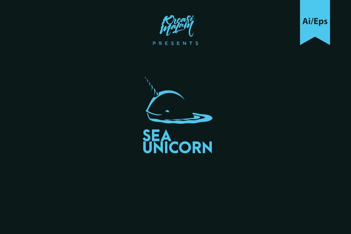 Sea Unicorn Logo Template