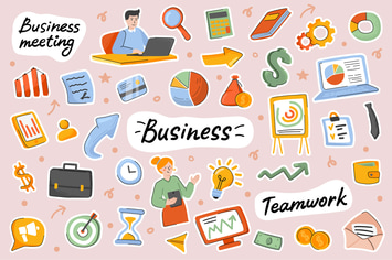 Business Cute Stickers Set