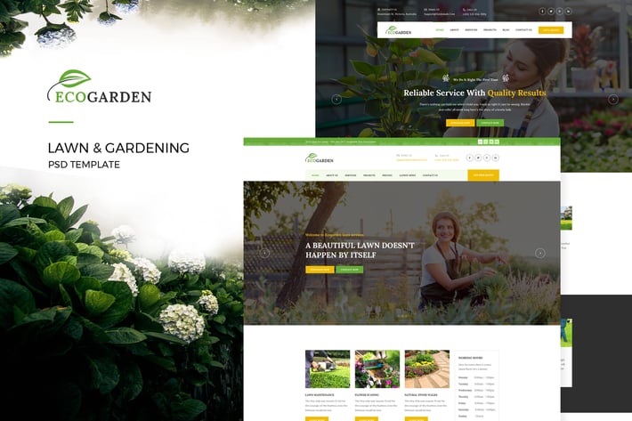 Eco Garden : Lawn & Gardening PSD Template