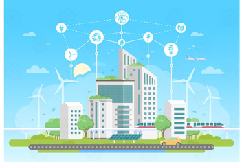 Eco-friendly housing complex - flat illustration