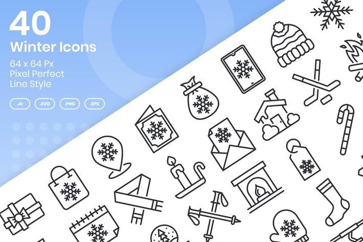 40 Winter Icons Set - Line