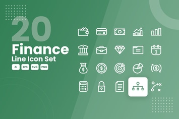 20 Finance Line Icon Set