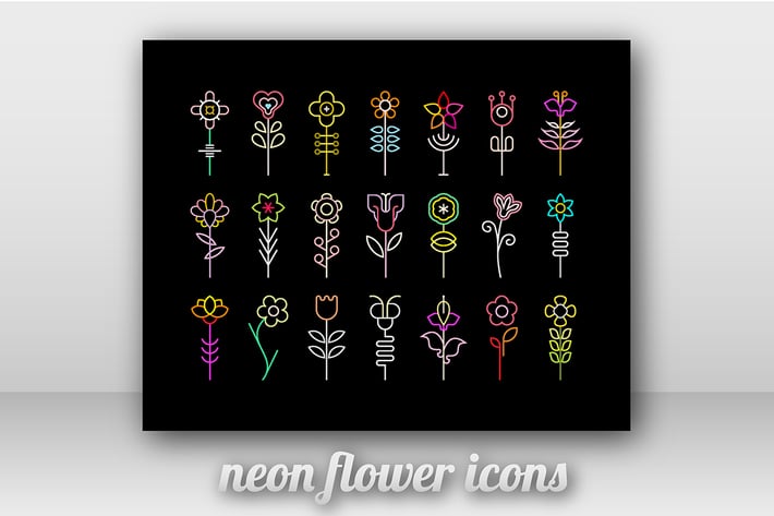 Neon Flower Vector Icons