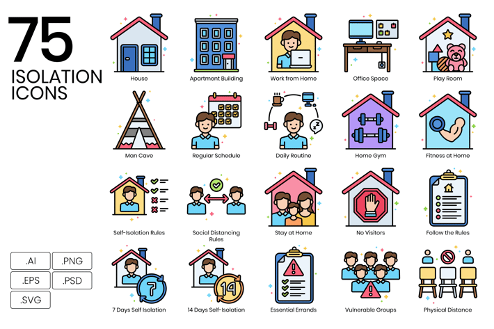 75 Isolation Line Icons