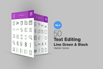 50 Text Editing Line Green & Black Icons