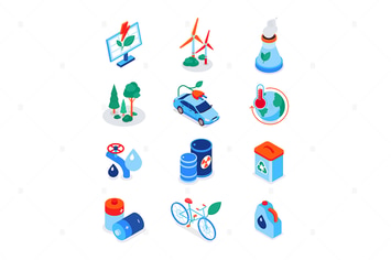 Eco lifestyle - modern colorful isometric icons