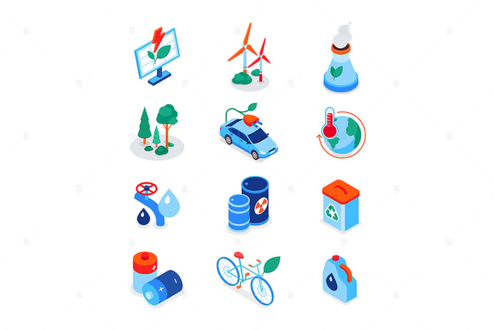 Eco lifestyle - modern colorful isometric icons