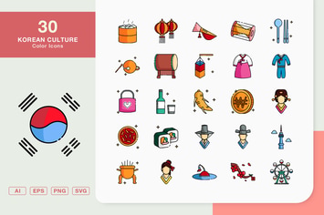 Korean Culture Color Icons