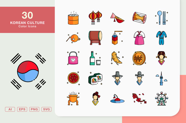 Korean Culture Color Icons