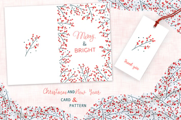 Christmas Branches Greeting Card and Pattern