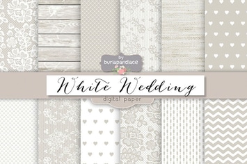 White wedding digital paper pack