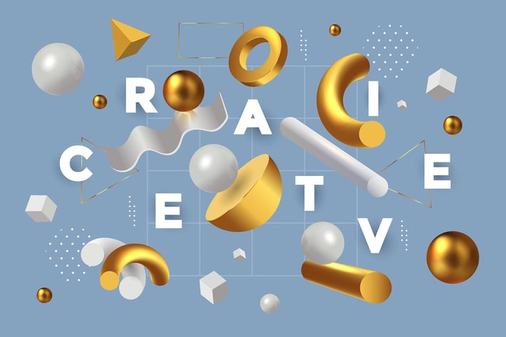 Modern minimal design with realistic 3d objects