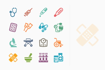 Colored Medical Equipment & Supplies Icons - Sympa