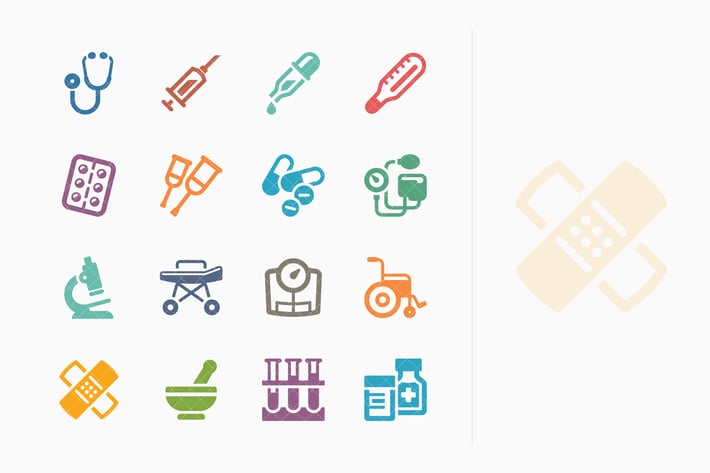 Colored Medical Equipment & Supplies Icons - Sympa