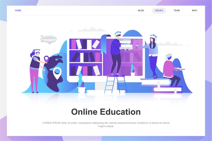 Online Education Flat Concept