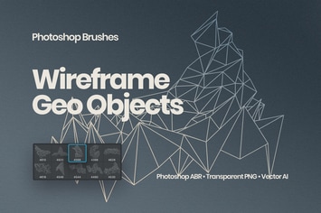 Wireframe Geometric Objects Photoshop Brushes