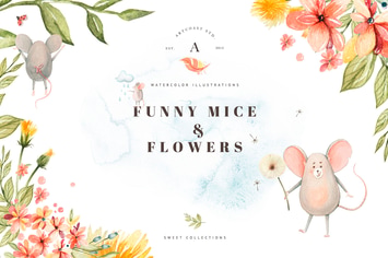 Funny Little Mice & Flowers