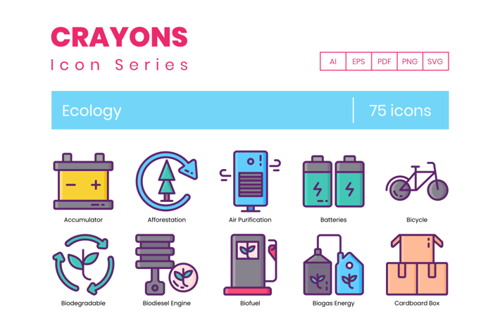 75 Ecology Line Icons